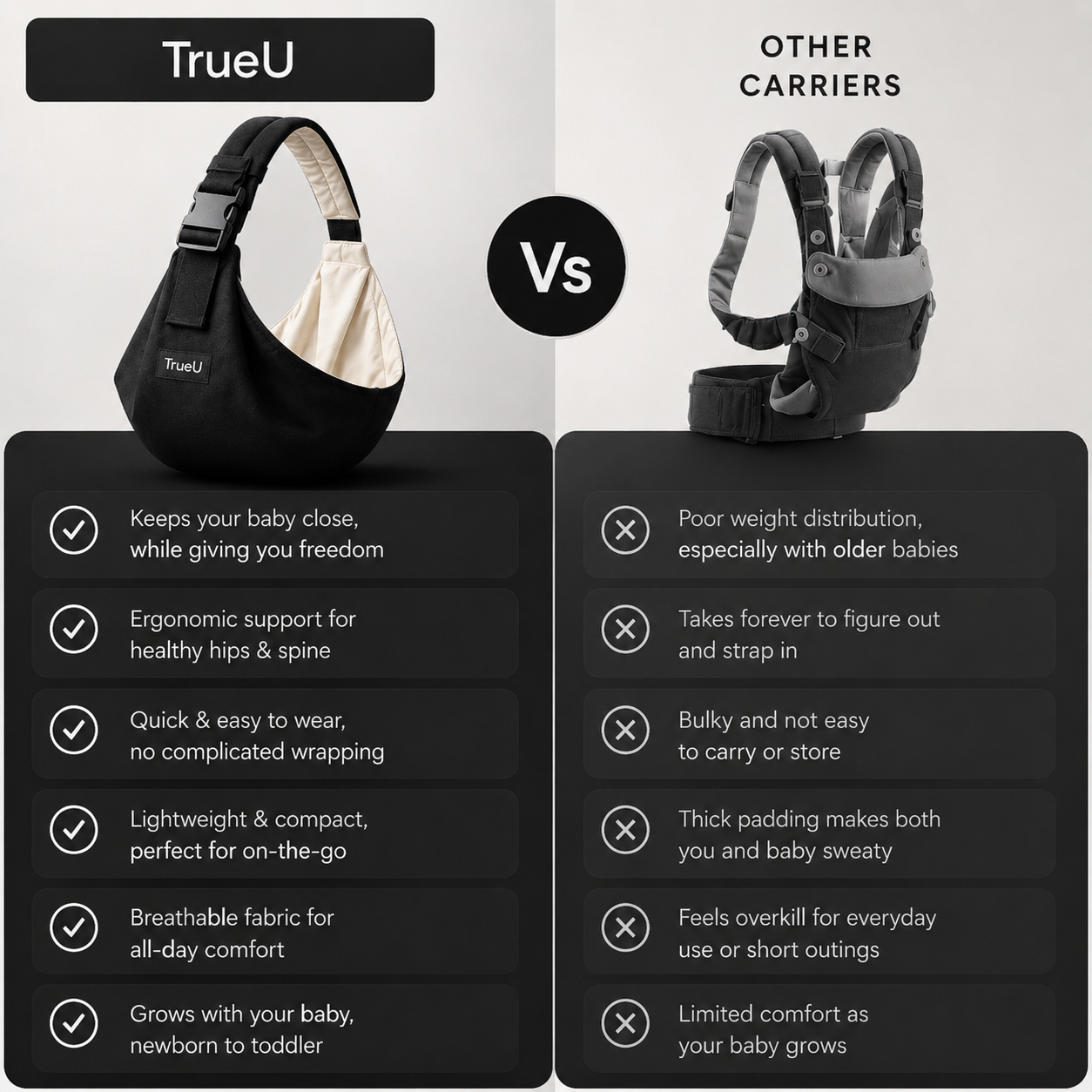TrueU™  Hands Free Sling Baby Carrier