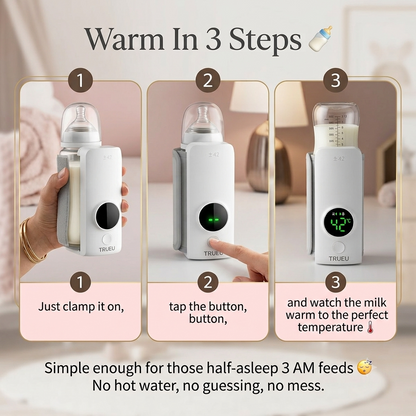 TrueU™ Portable Baby Bottle Warmer | Rechargeable & Temperature Controlled | 100% BPA Free