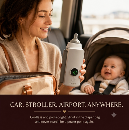 TrueU™ Portable Baby Bottle Warmer | Rechargeable & Temperature Controlled | 100% BPA Free