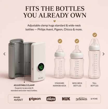 TrueU™ Portable Baby Bottle Warmer | Rechargeable & Temperature Controlled | 100% BPA Free